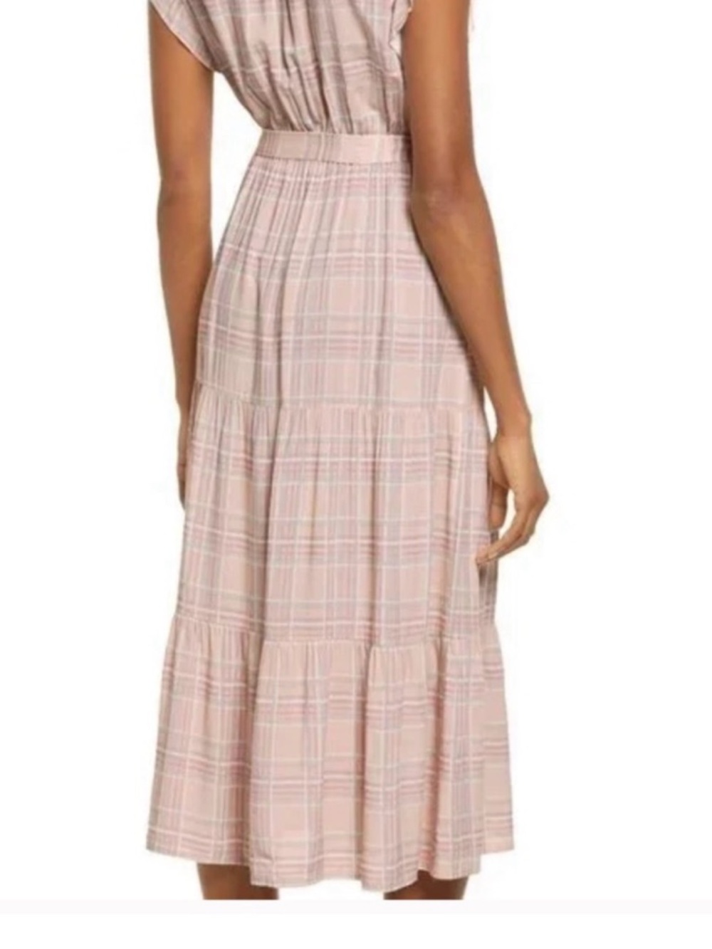 Adelyn Rae Sleeveless Pink Plaid Ruffle Midi Dress with Waist Tie, XS - Picture 3 of 10